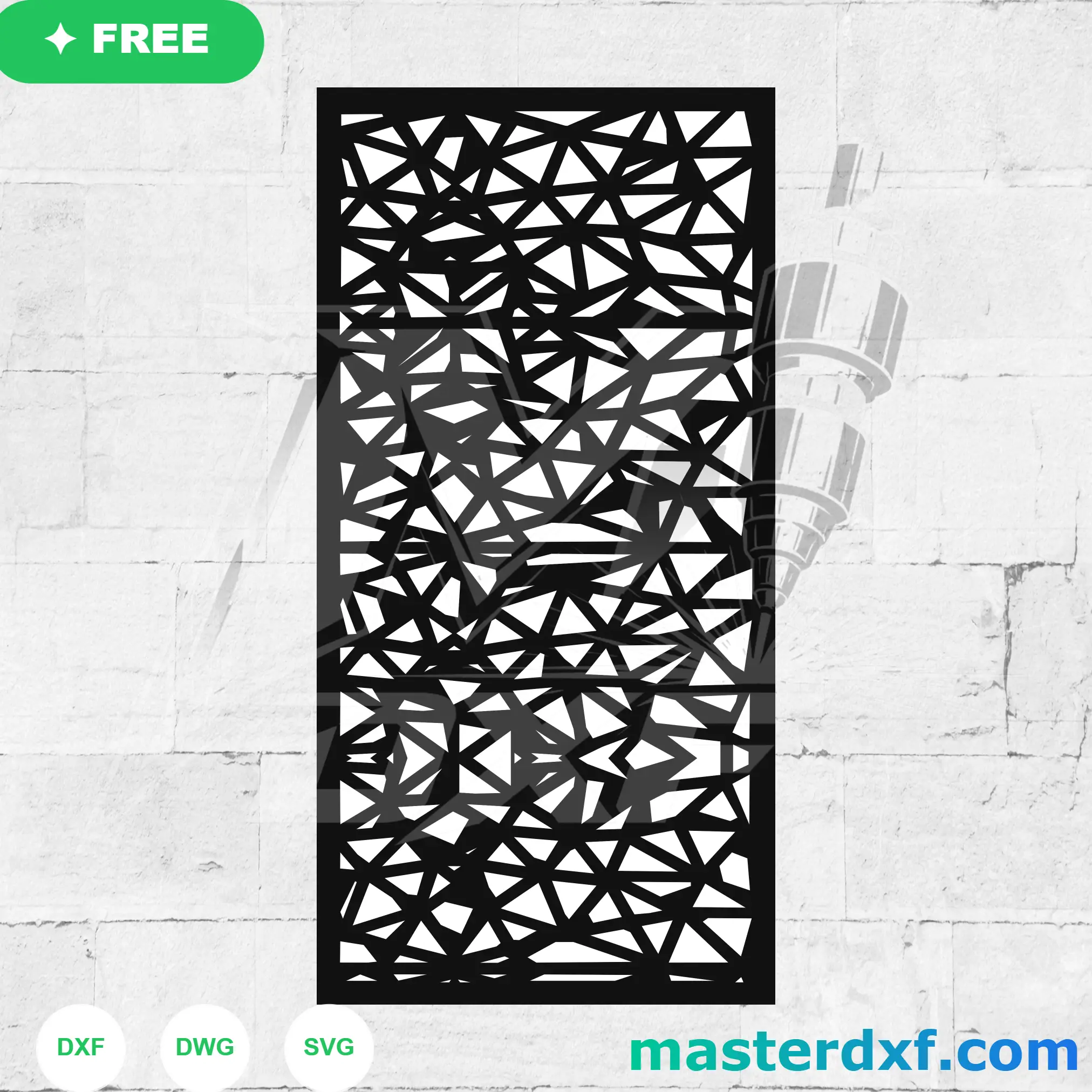 Abstract Triangular Low-Poly Shattered Glass Screen DXF File